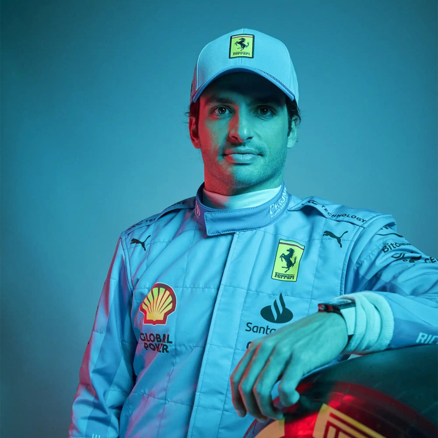 New 2024 Carlos Sainz jr Miami Grand Prix Scuderia Ferrari F1 Team Replica Racing Suit