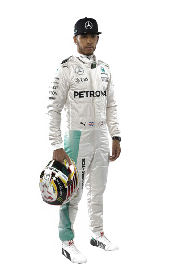 Lewis Hamilton White Mercedes Suit F1 Petronas Go Karting/Racing Suit CIK/FIA Level 2 Approved