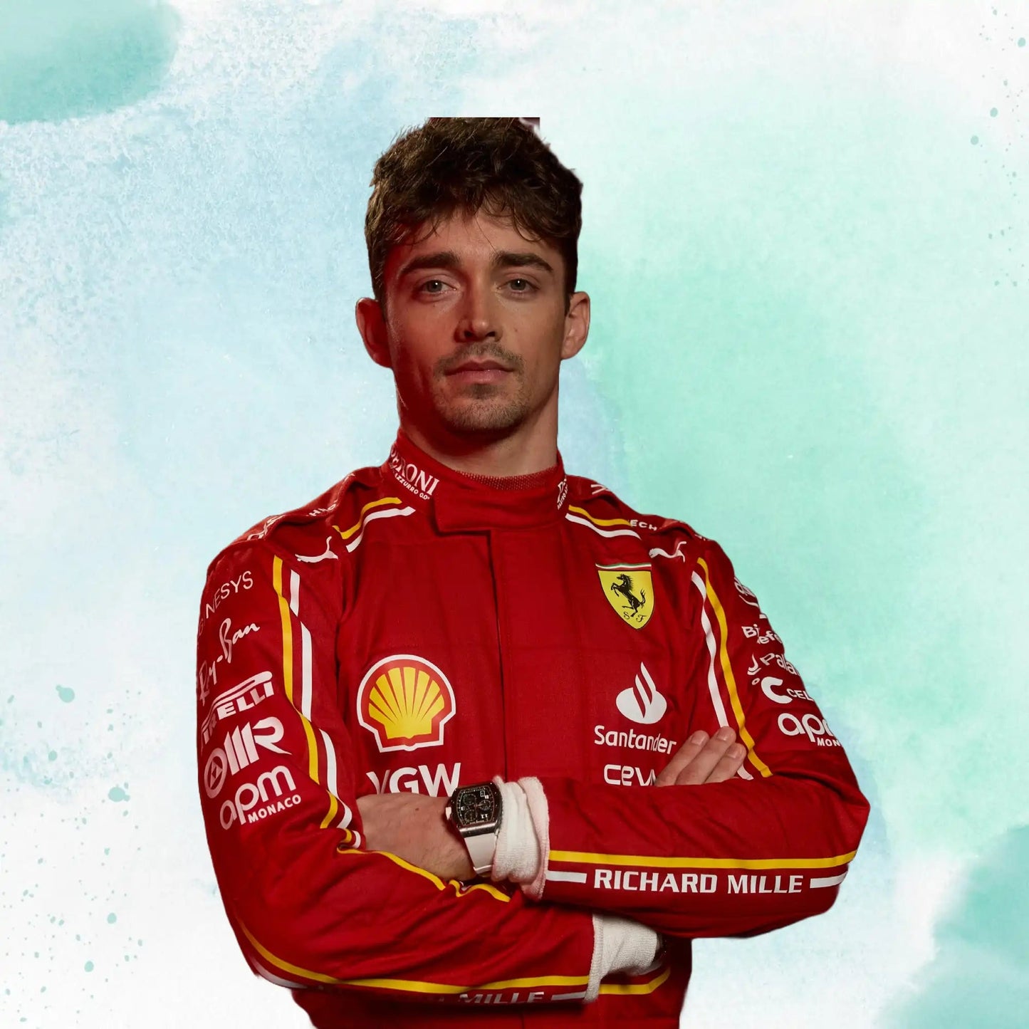 New Charles Leclerc 2024 Scuderia Ferrari F1 Team Replica Racing Suit