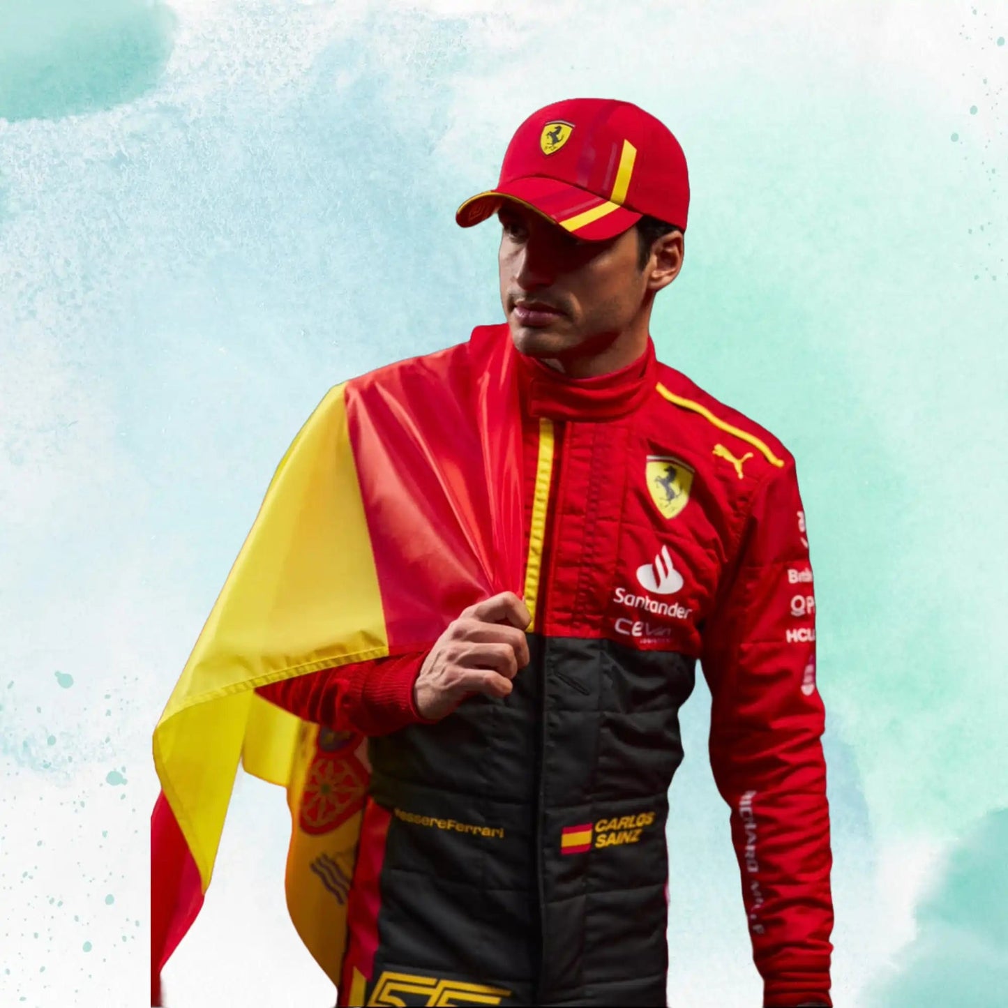 2023 Spain Carlos Sainz Jr Special Grand Prix Scuderia Ferrari F1 Replica Racing Suit