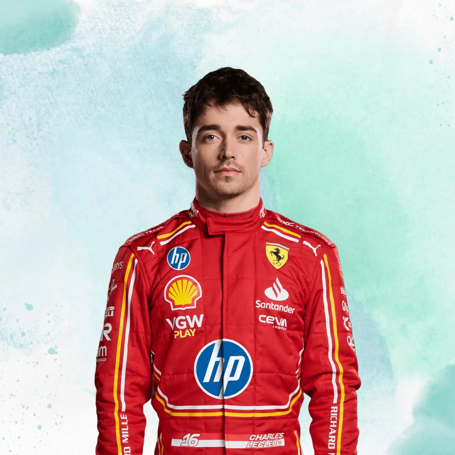 New Charles Leclerc 2024 Monaco GP Scuderia Ferrari HP F1 Team Replica Racing Suit