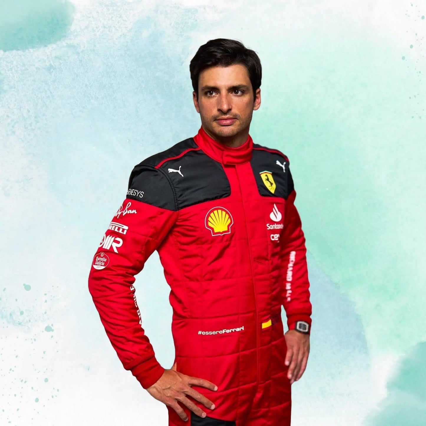 2023 New Carlos Sainz Jr Race Scuderia Ferrari F1 Replica Racing Suit