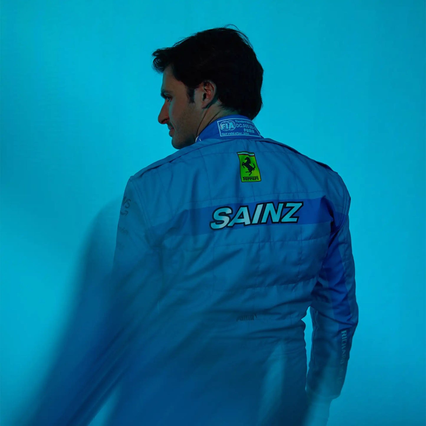 New 2024 Carlos Sainz jr Miami Grand Prix Scuderia Ferrari F1 Team Replica Racing Suit