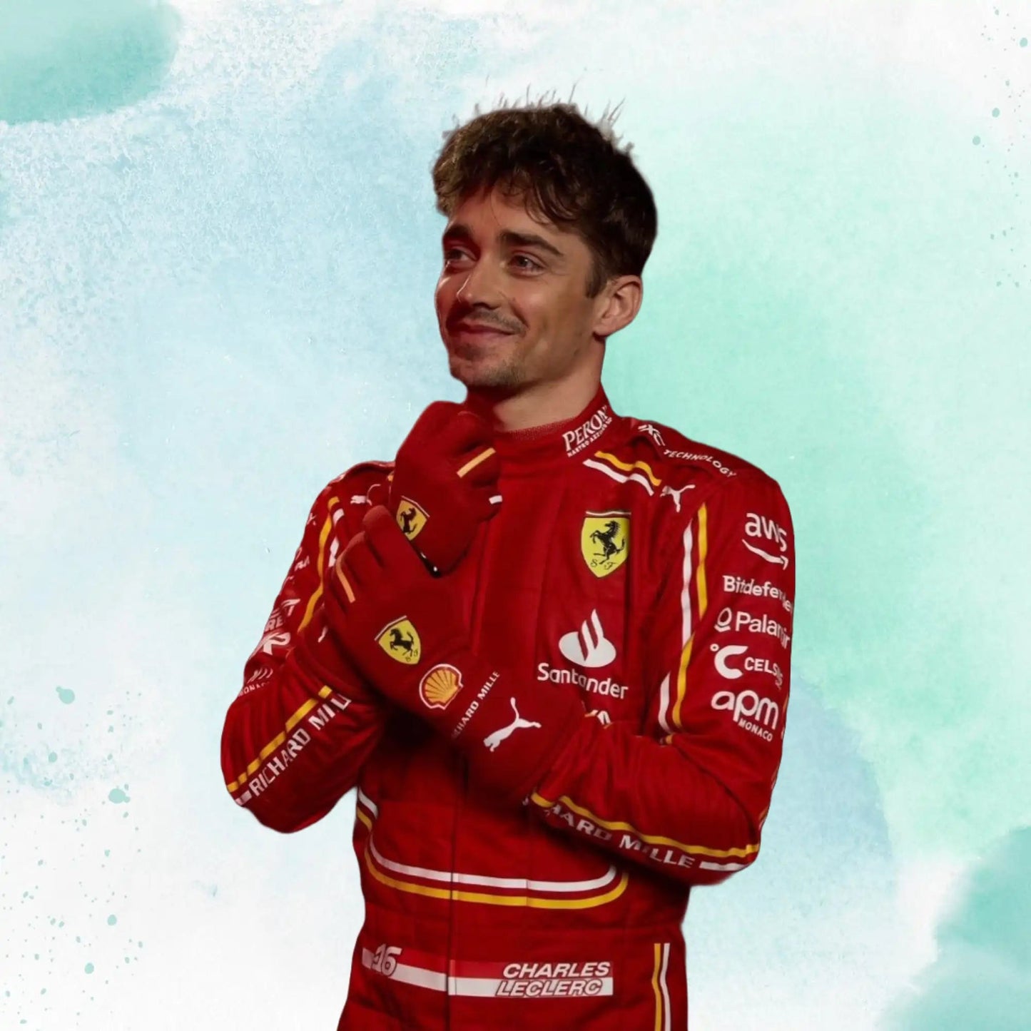 New Charles Leclerc 2024 Scuderia Ferrari F1 Team Replica Racing Suit