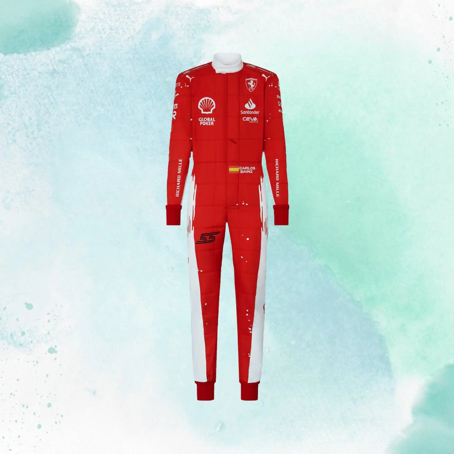 2023 New Las Vegas Carlos Sainz Jr Formula 1 Scuderia Ferrari Replica Race Suit