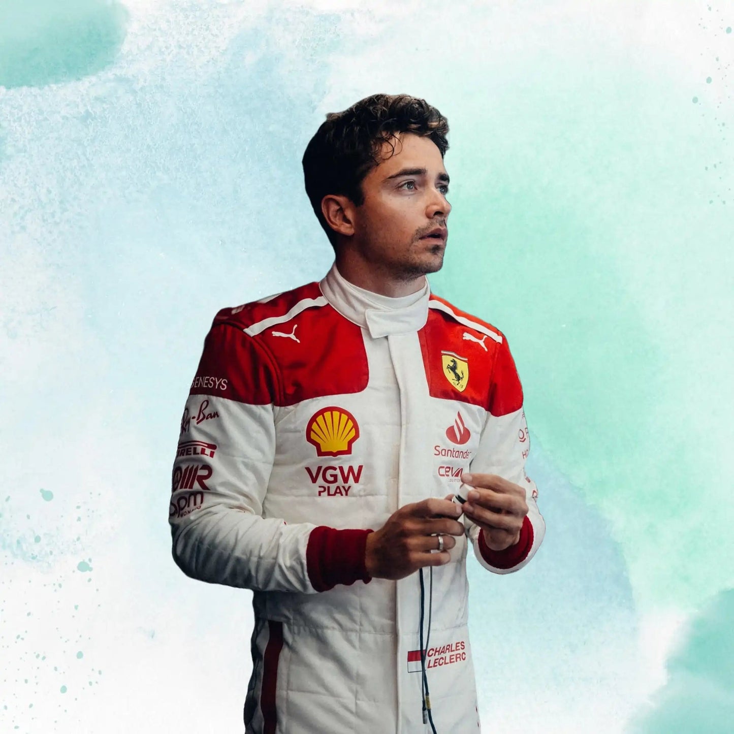 2022 New Charles Leclerc Formula 1 Replica Team Race Suit white