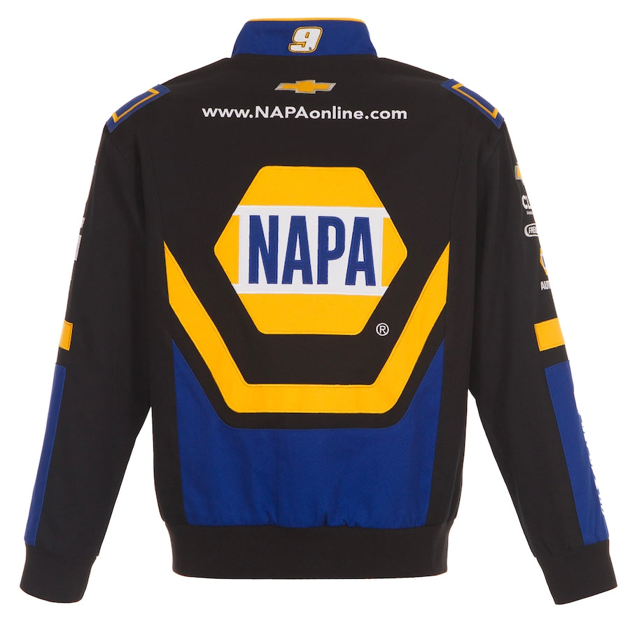 Men's Chase Elliott JH Design Black NAPA Twill Driver Uniform Full-Snap Jacket