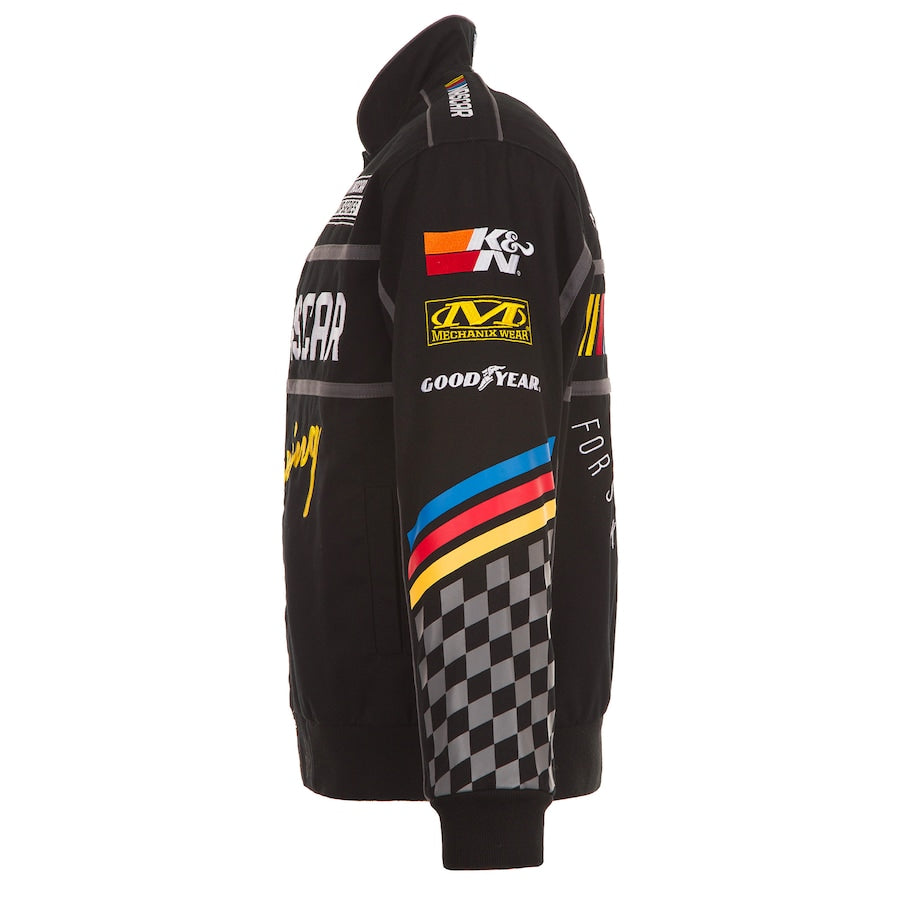 Men's NASCAR JH Design Black Twill Driver Uniform Full-Snap Jacket