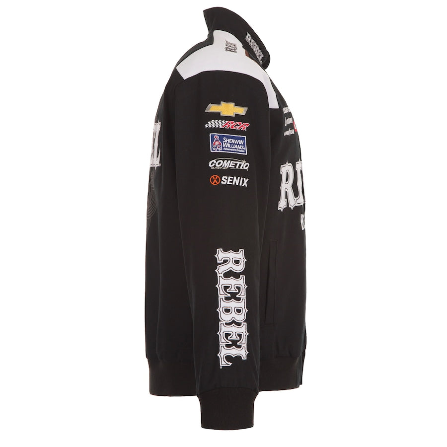 Men's Kyle Busch JH Design Black REBEL Bourbon Twill Driver Uniform Full-Snap Jacket