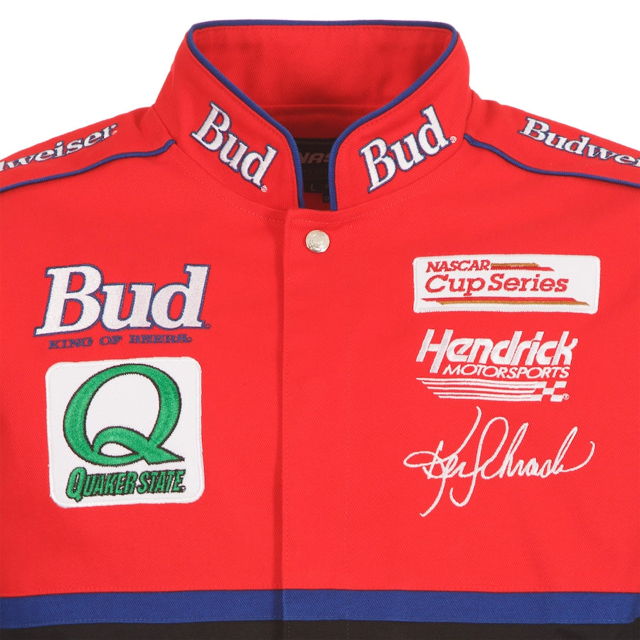 Men's Ken Schrader JH Design Black/Red Bud King of Beers Twill Driver Uniform Full-Snap Jacket