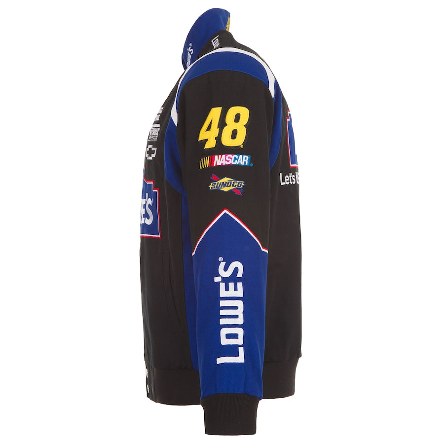 Men's Jimmie Johnson JH Design Black Lowe's Twill Driver Uniform Full-Snap Jacket