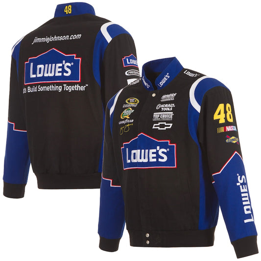 Men's Jimmie Johnson JH Design Black Lowe's Twill Driver Uniform Full-Snap Jacket