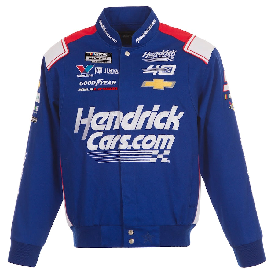 Men's Kyle Larson JH Design Royal HendrickCars Twill Driver Uniform Full-Snap Jacket