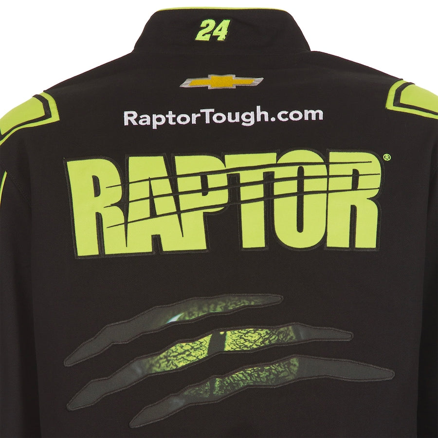 Men's William Byron JH Design Black RAPTOR Twill Driver Uniform Full-Snap Jacket