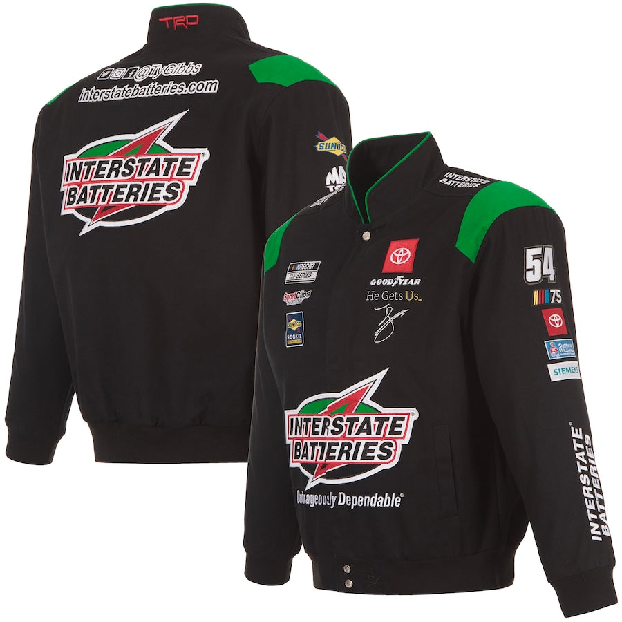 Men's Ty Gibbs JH Design Black Interstate Batteries Twill Uniform Full-Snap Jacket