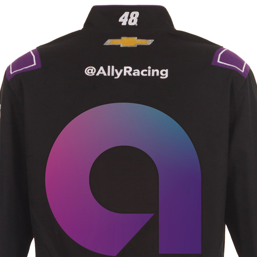 Men's Alex Bowman JH Design Black ally Twill Driver Uniform Full-Snap Jacket