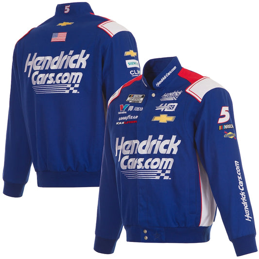 Men's Kyle Larson JH Design Royal HendrickCars Twill Driver Uniform Full-Snap Jacket