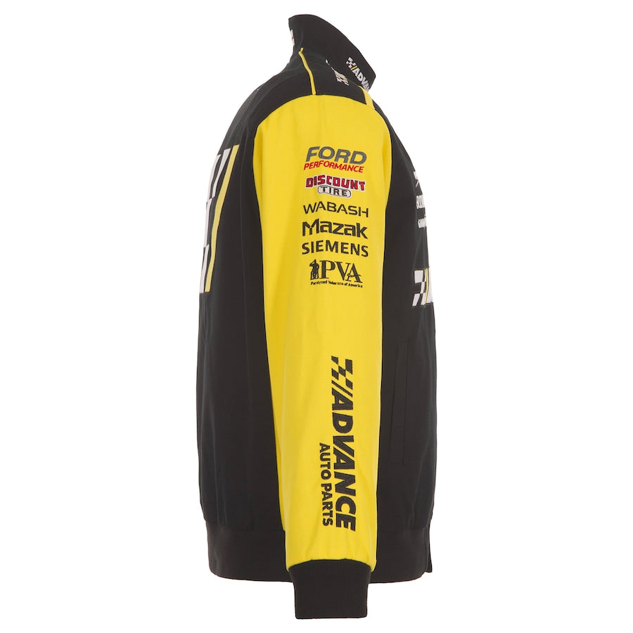 Men's Ryan Blaney JH Design Black/Yellow Advance Auto Parts Twill Driver Uniform Full-Snap Jacket