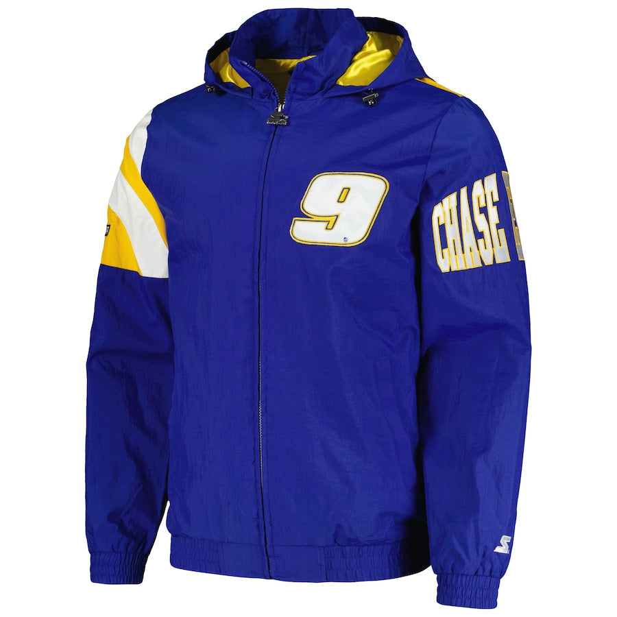 Men's Chase Elliott Starter Royal Red Zone Full-Zip Jacket