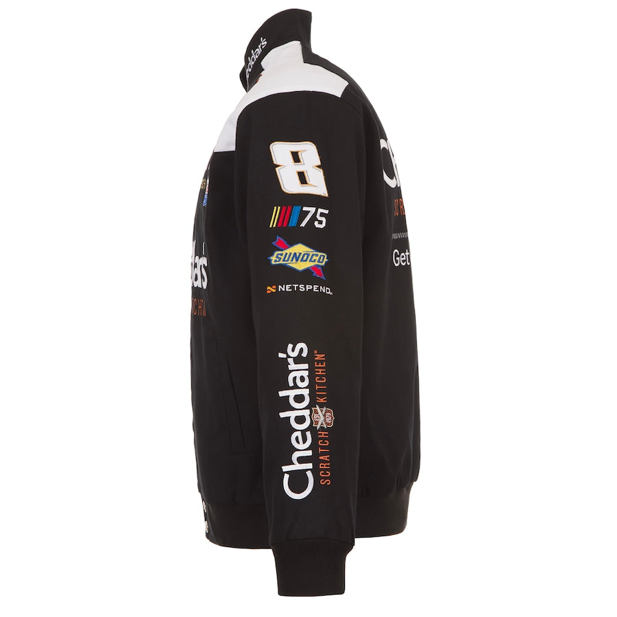 Men's Kyle Busch JH Design Black Cheddar's Twill Uniform Full-Snap Jacket