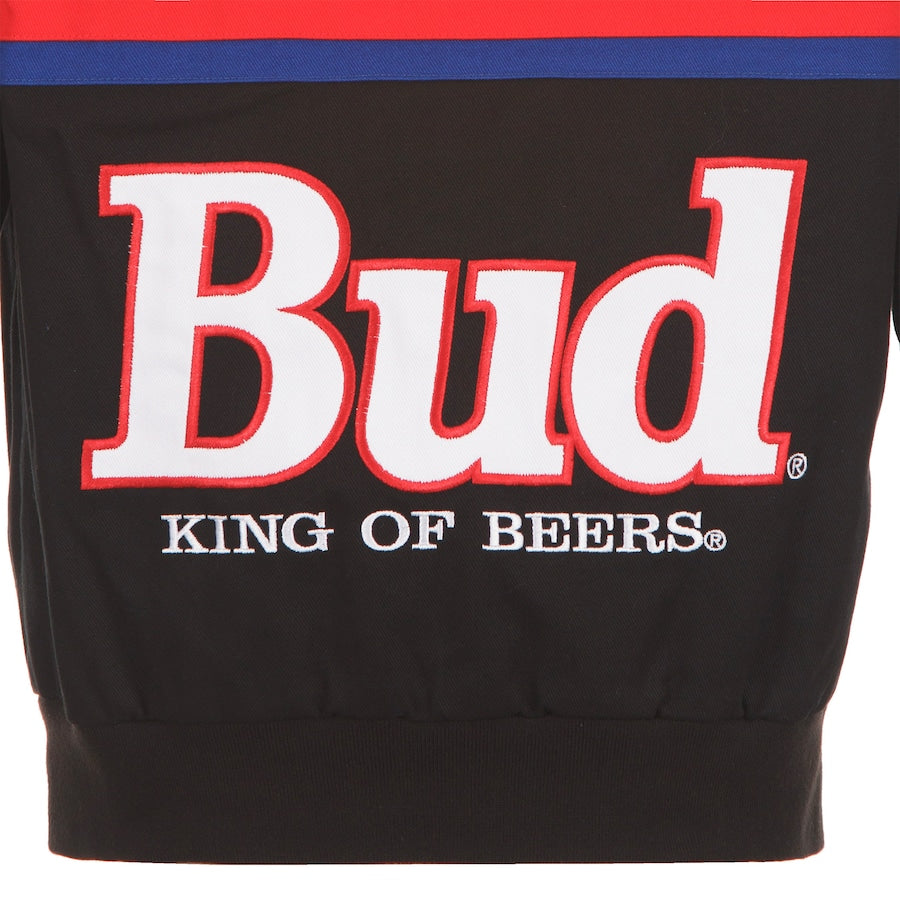 Men's Ken Schrader JH Design Black/Red Bud King of Beers Twill Driver Uniform Full-Snap Jacket