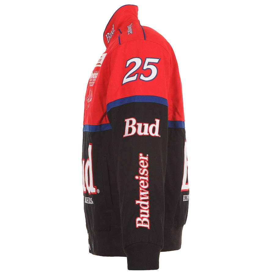 Men's Ken Schrader JH Design Black/Red Bud King of Beers Twill Driver Uniform Full-Snap Jacket