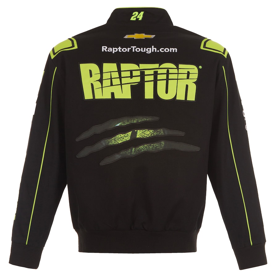 Men's William Byron JH Design Black RAPTOR Twill Driver Uniform Full-Snap Jacket