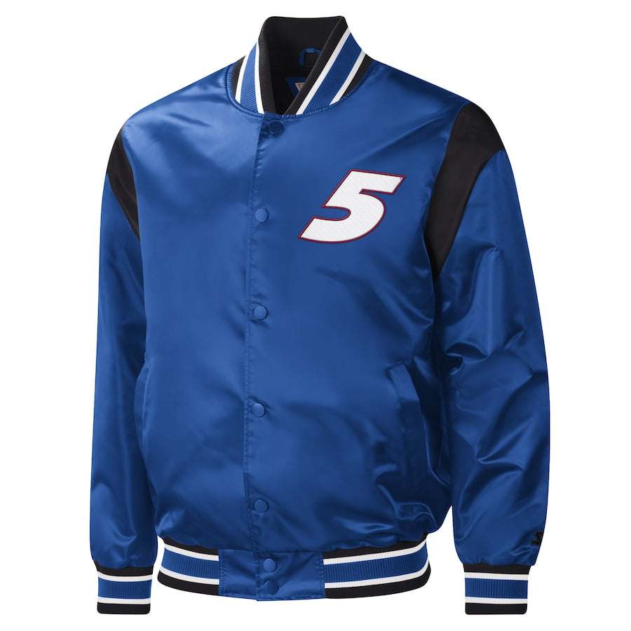 Men's Kyle Larson Starter Royal Force Play Full-Snap Varsity Jacket