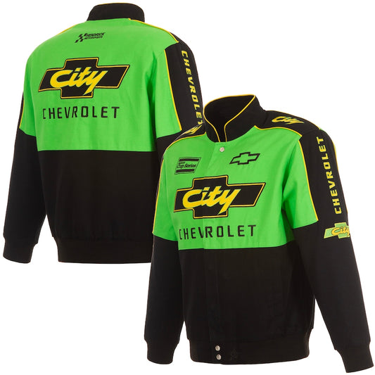 Men's NASCAR JH Design Black City Chevrolet Legend Full-Snap Twill Uniform Jacket