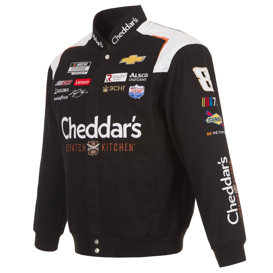 Men's Kyle Busch JH Design Black Cheddar's Twill Uniform Full-Snap Jacket