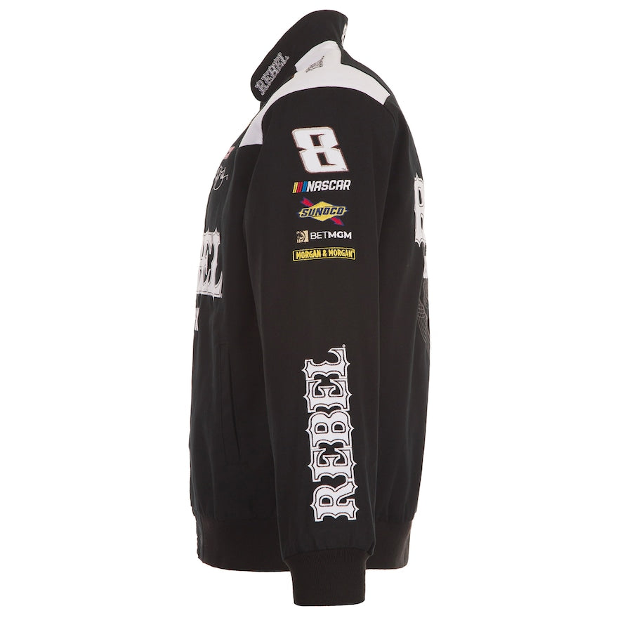 Men's Kyle Busch JH Design Black REBEL Bourbon Twill Driver Uniform Full-Snap Jacket