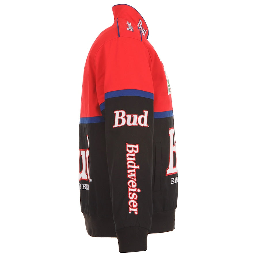 Men's Ken Schrader JH Design Black/Red Bud King of Beers Twill Driver Uniform Full-Snap Jacket