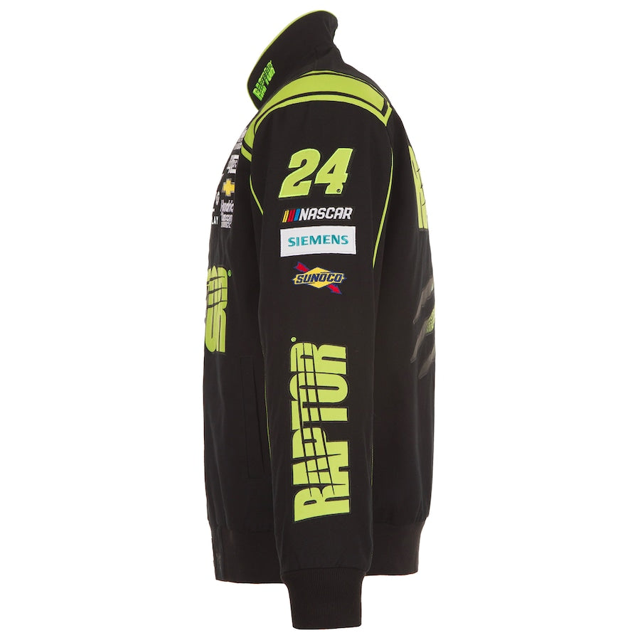 Men's William Byron JH Design Black RAPTOR Twill Driver Uniform Full-Snap Jacket