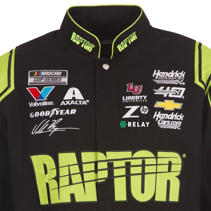 Men's William Byron JH Design Black RAPTOR Twill Driver Uniform Full-Snap Jacket