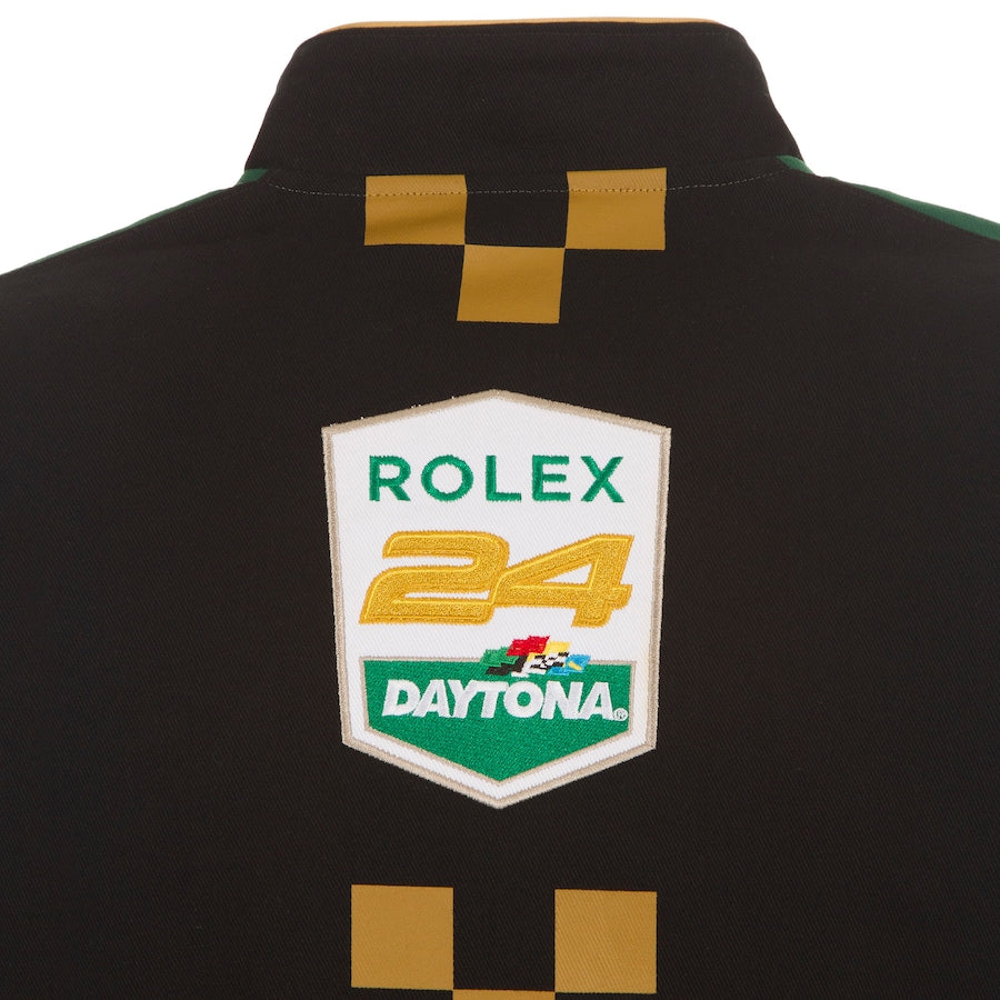 Men's NASCAR JH Design Black/Green Rolex at Daytona Full-Snap Uniform Twill Jacket