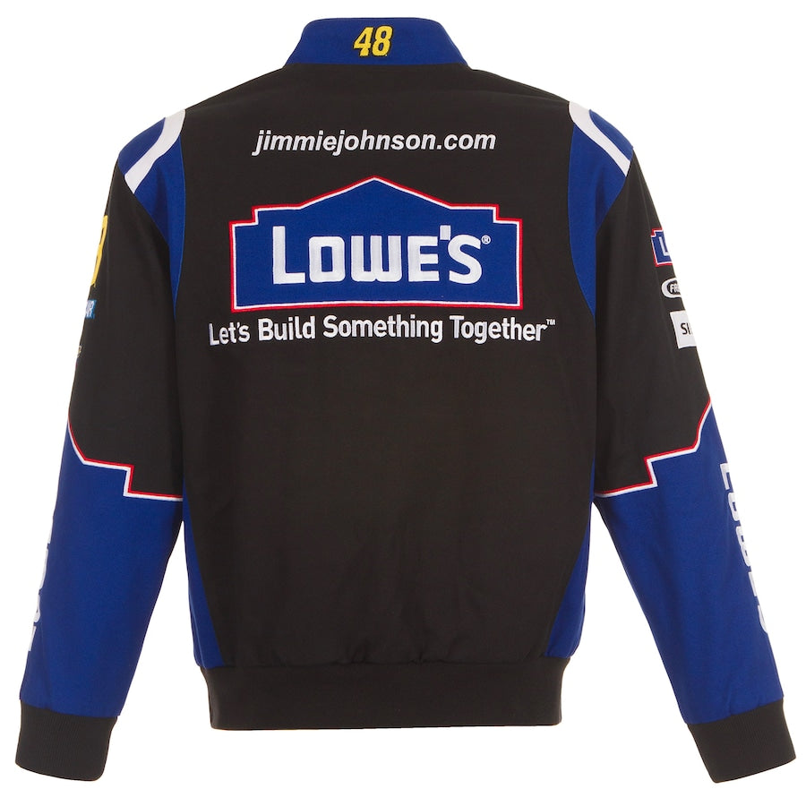 Men's Jimmie Johnson JH Design Black Lowe's Twill Driver Uniform Full-Snap Jacket