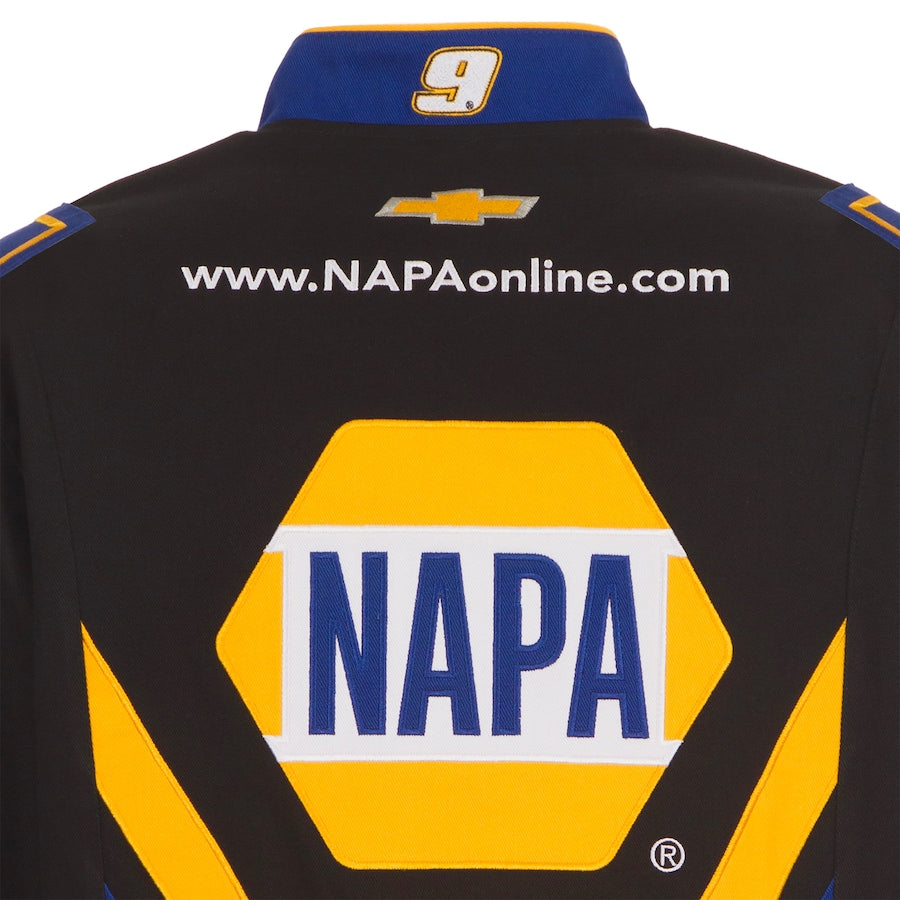 Men's Chase Elliott JH Design Black NAPA Twill Driver Uniform Full-Snap Jacket