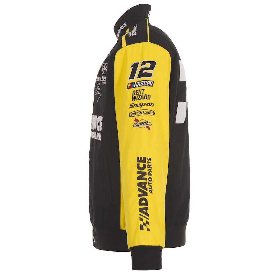 Men's Ryan Blaney JH Design Black/Yellow Advance Auto Parts Twill Driver Uniform Full-Snap Jacket