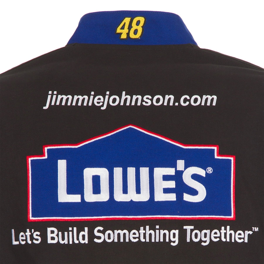 Men's Jimmie Johnson JH Design Black Lowe's Twill Driver Uniform Full-Snap Jacket