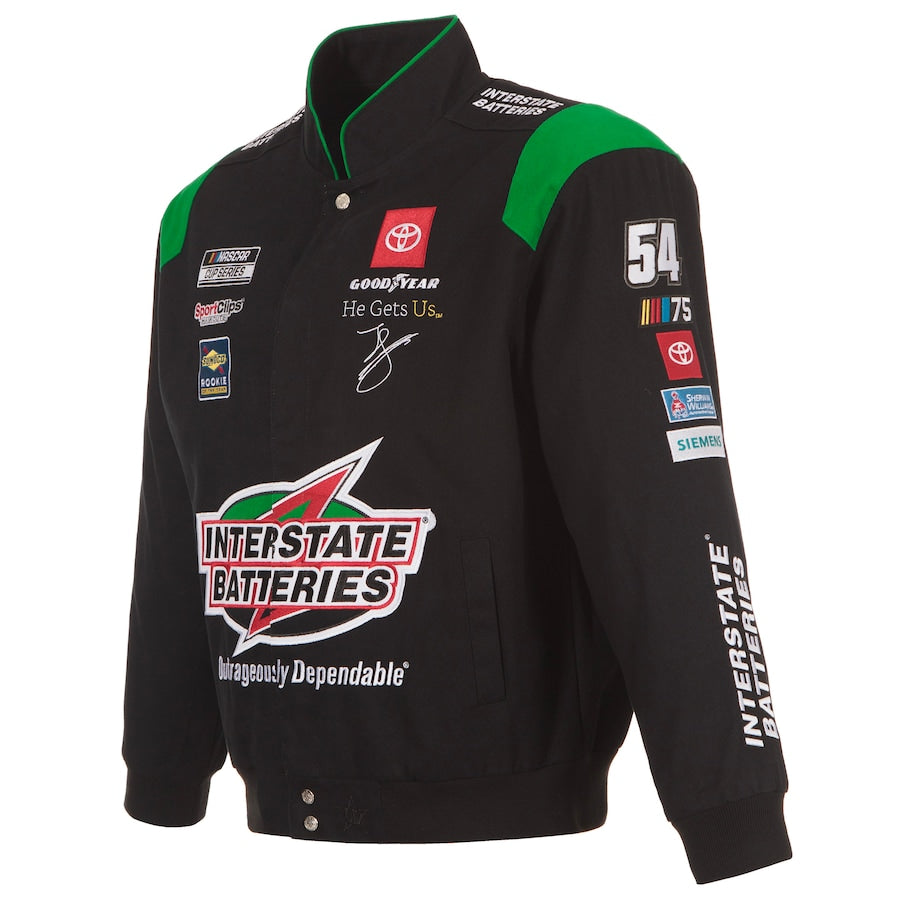 Men's Ty Gibbs JH Design Black Interstate Batteries Twill Uniform Full-Snap Jacket