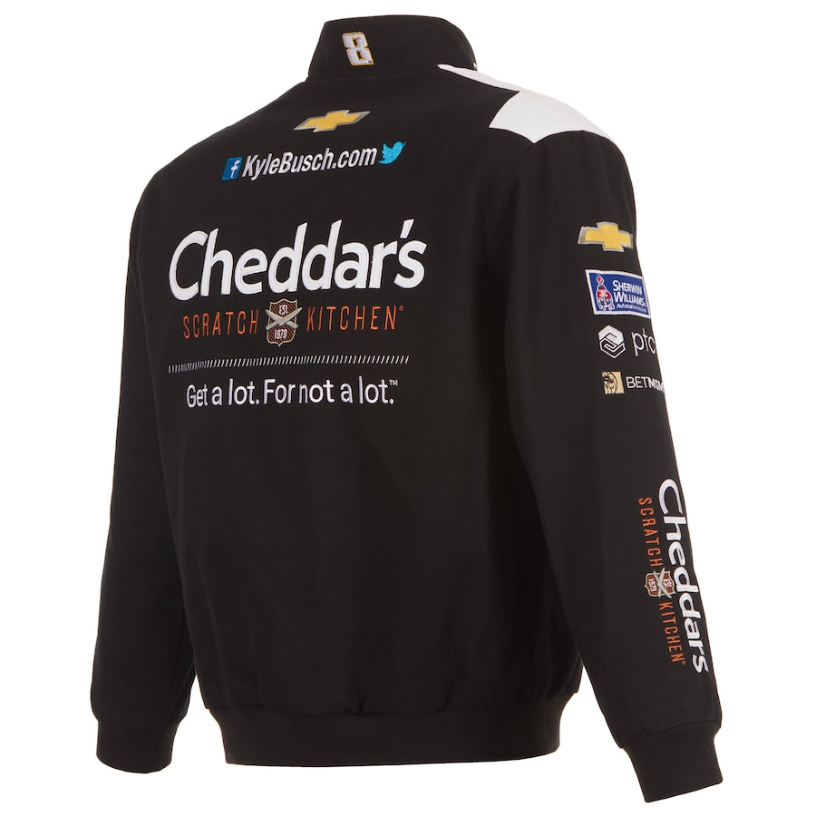 Men's Kyle Busch JH Design Black Cheddar's Twill Uniform Full-Snap Jacket