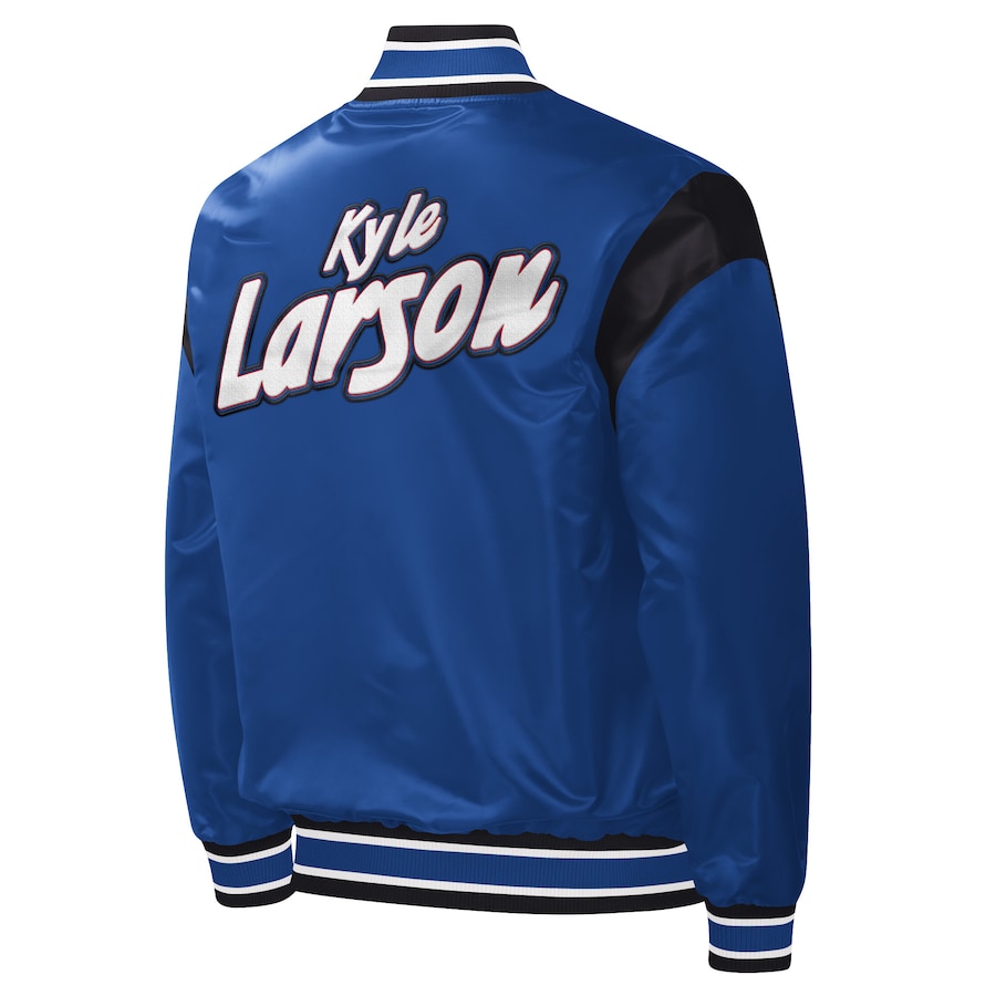 Men's Kyle Larson Starter Royal Force Play Full-Snap Varsity Jacket