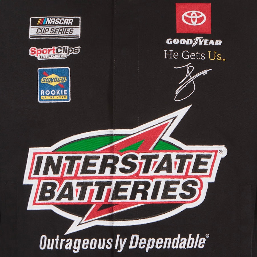 Men's Ty Gibbs JH Design Black Interstate Batteries Twill Uniform Full-Snap Jacket