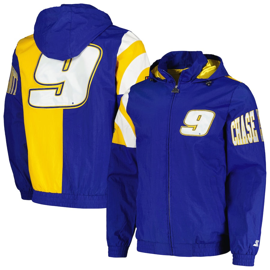 Men's Chase Elliott Starter Royal Red Zone Full-Zip Jacket