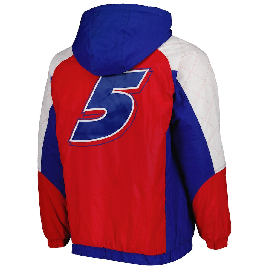 Men's Kyle Larson Starter Royal/Red The Body Check Half-Snap Pullover Jacket