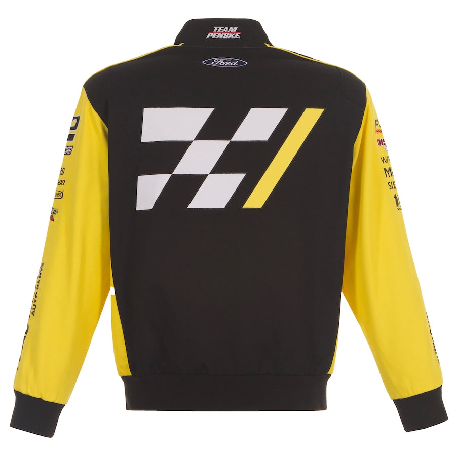 Men's Ryan Blaney JH Design Black/Yellow Advance Auto Parts Twill Driver Uniform Full-Snap Jacket