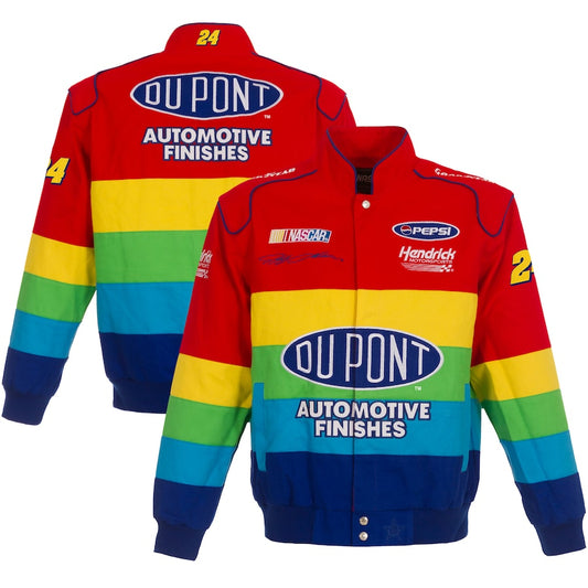 Men's Jeff Gordon JH Design Red/Blue Twill Uniform Full-Snap Jacket